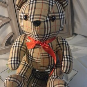 PLAID TEDDY BEAR 🧸 Check Print Plush Red Ribbon Gift Decor
